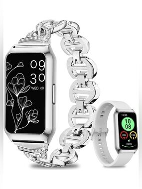 NWT Gadixy Smartwatch Fitness,Health Monitors,7 Day Battery,Silver Tone,IOS& And